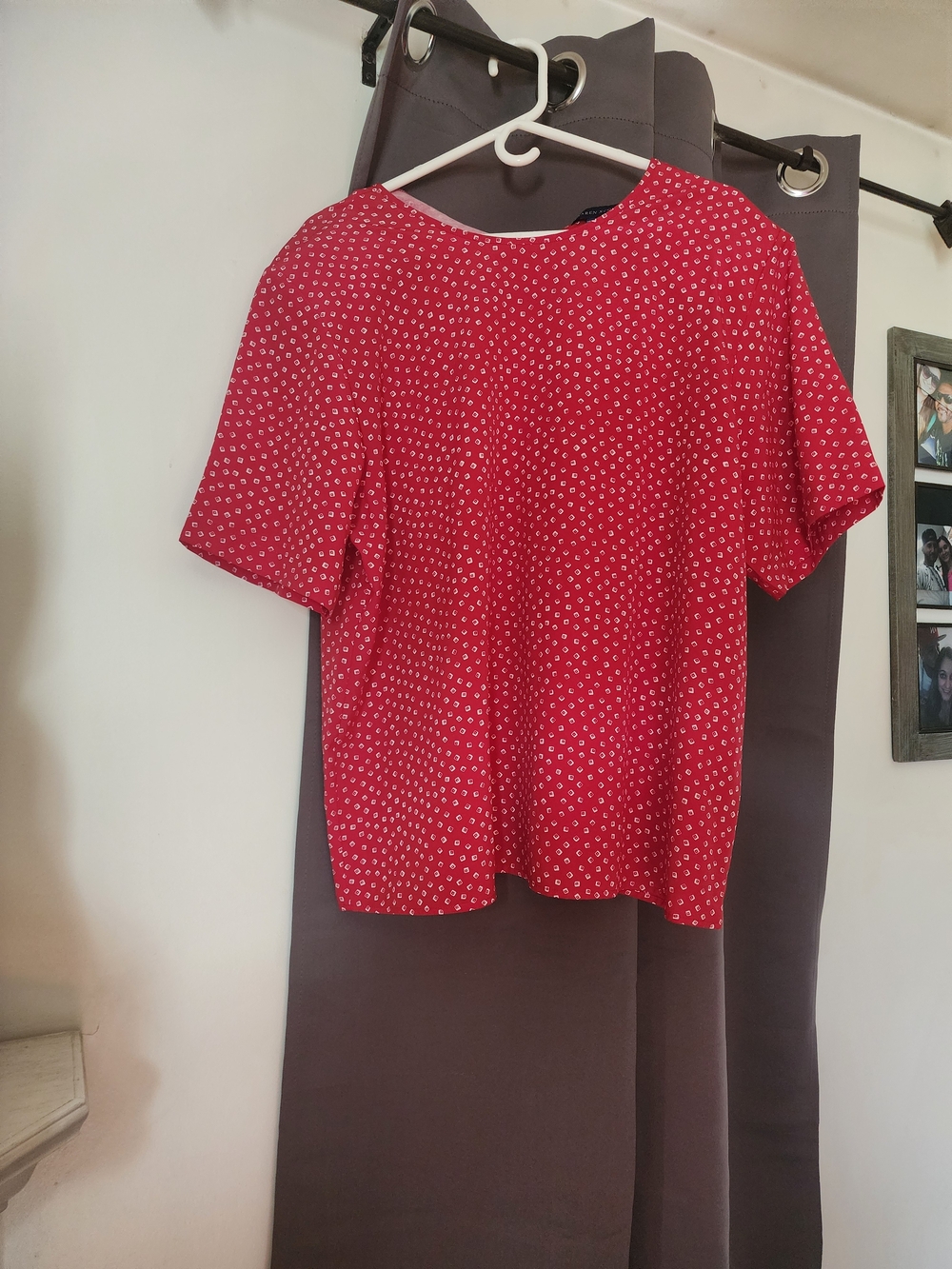 Karen Scott Red Short-Sleeve Printed Blouse